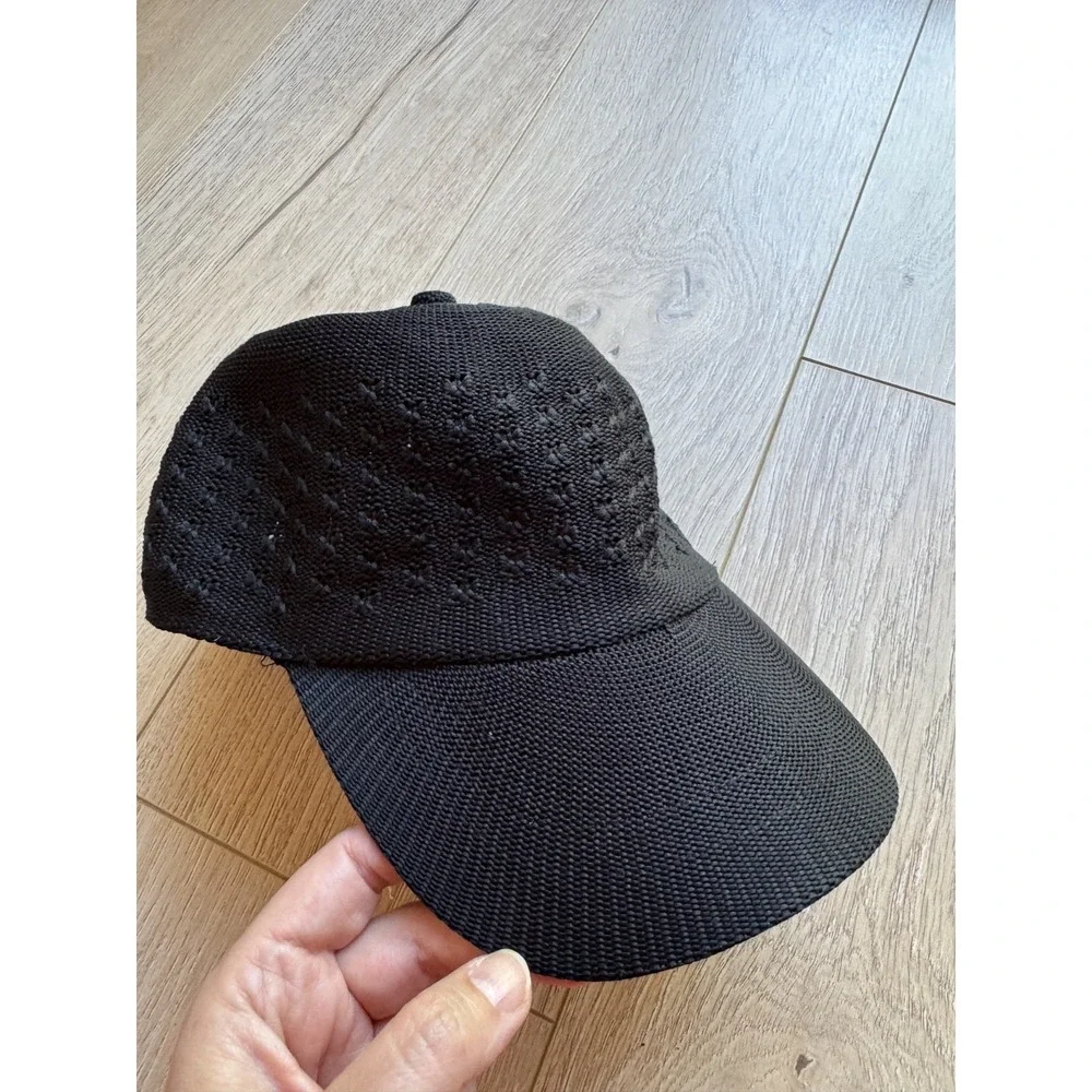 VIVIEN Luxury Black Knit Baseball Cap Hat Eyelet Mesh Open Stitch